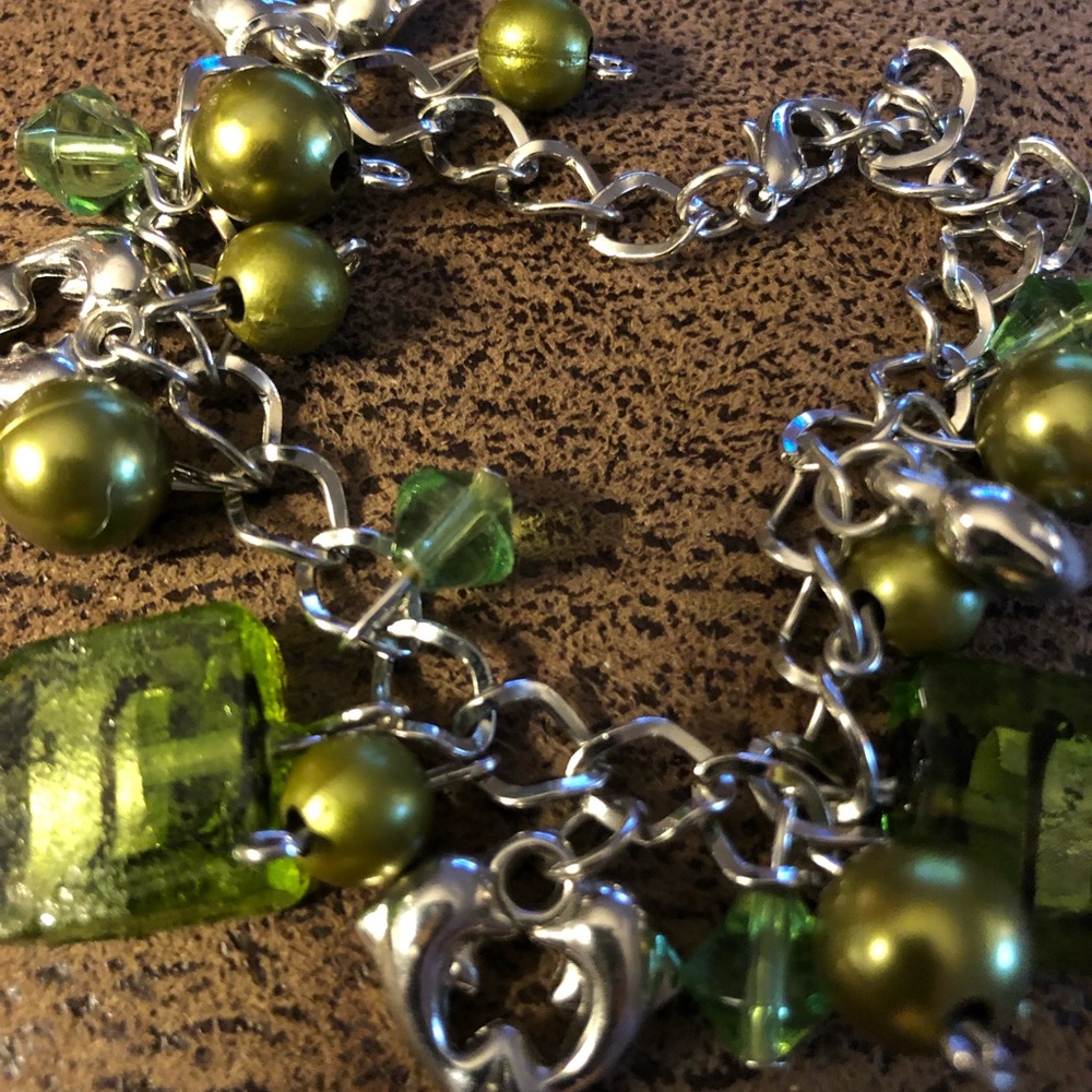Emerald Glass Dolphin Costume Bracelet
